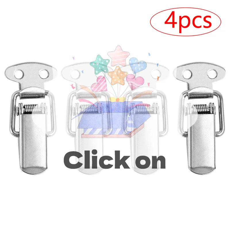 ตัวล็อคแบบปากเป็ดวินเทจ 4 ชิ้น สำหรับกล่องของขวัญ กระเป๋าเดินทาง ตัวล็อคแบบกด สแตนเลส 1