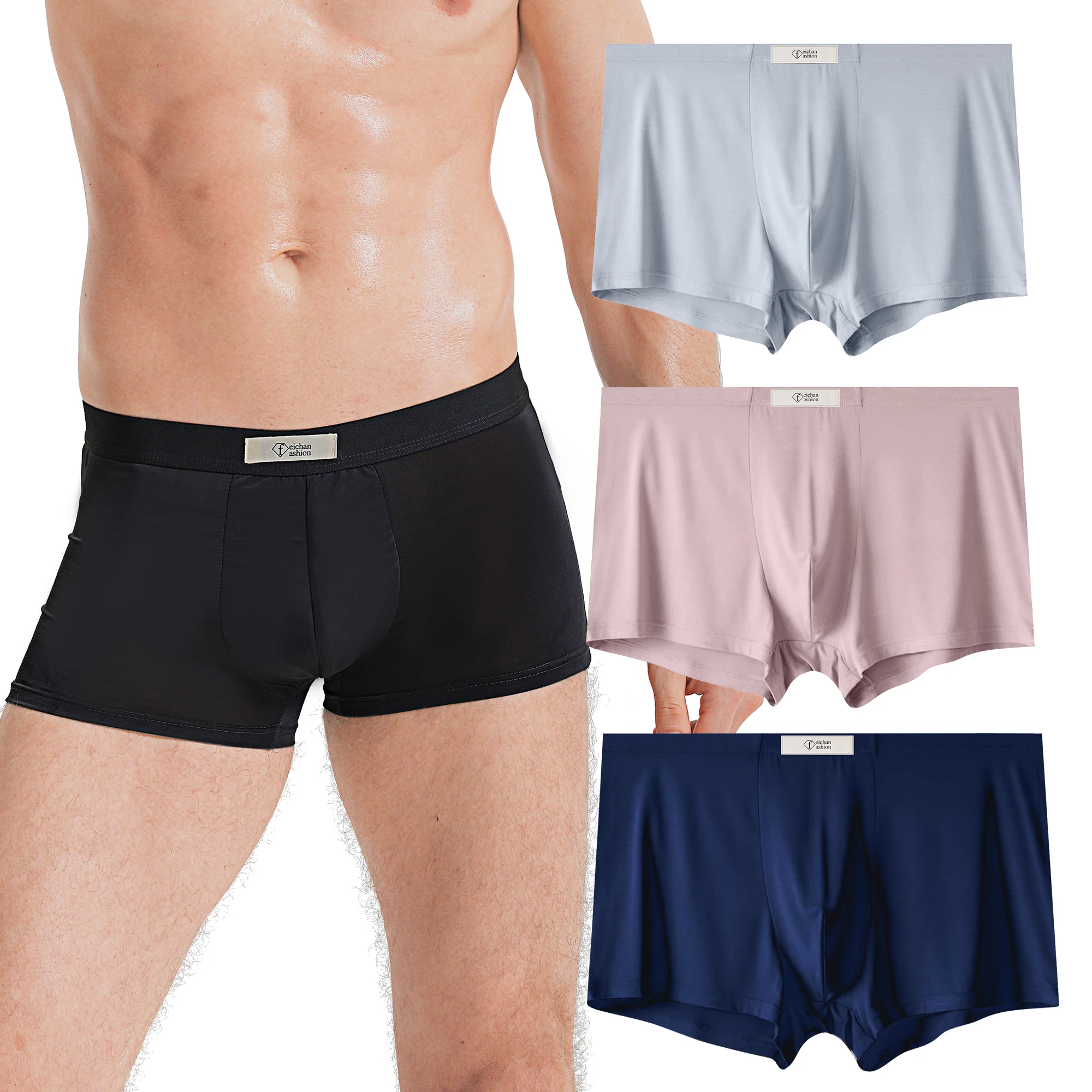 

feichan ashion Men's Modal Cotton Boxer Brief, Ultra Soft Comfort Big Tall Underwear for MenFlat Angle Underpants