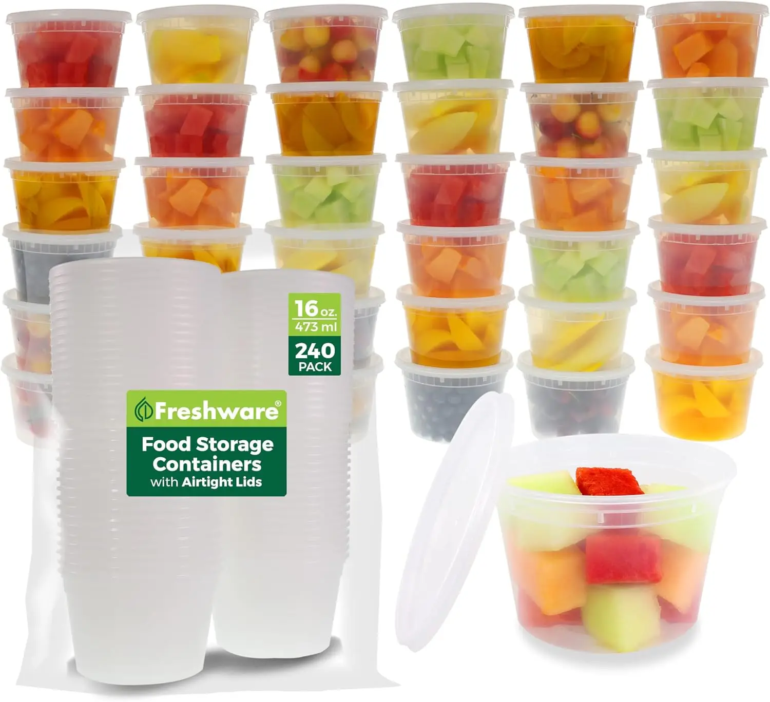 

[240 Pack] 16 oz Food Storage Containers With Lids, Plastic Containers, Freezer Safe | Meal Prep | Stackable