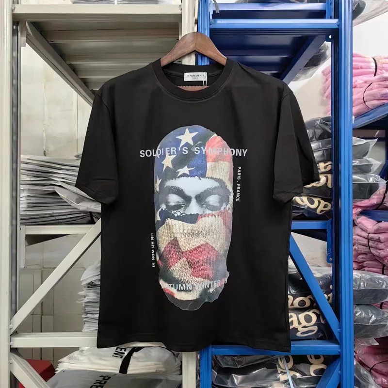 

High Quality New IH NOM UH NIT T-shirt Masked Portrait Cotton Short Sleeve Retro High Street Casual Top for Men Women