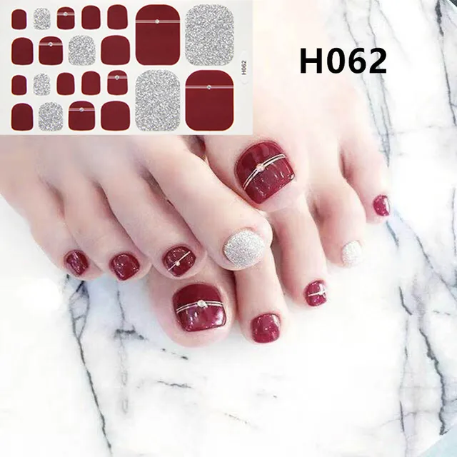 22tips Korea Toe Nail Sticker Wraps Adhesive Decals Toenail Polish Strips DIY Pedicure Foot Decals Manicure Women H062