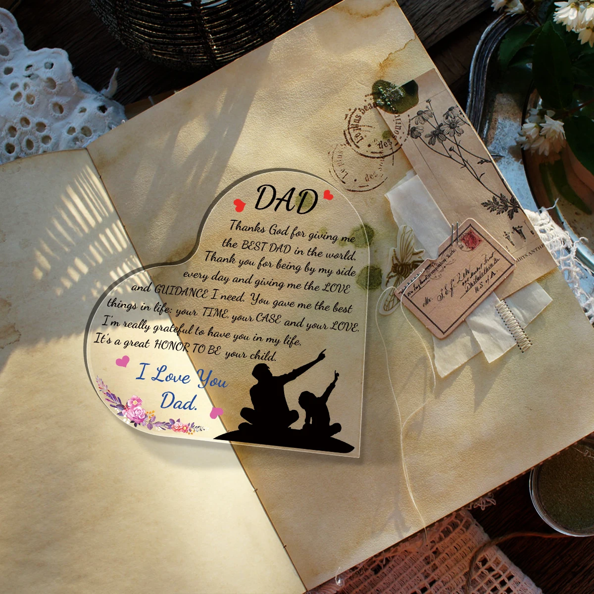 Targa Di Riconoscimento Idea Regalo Festa del PAPà grazie del tuo tempo Materiale Velluto (26X21) CM