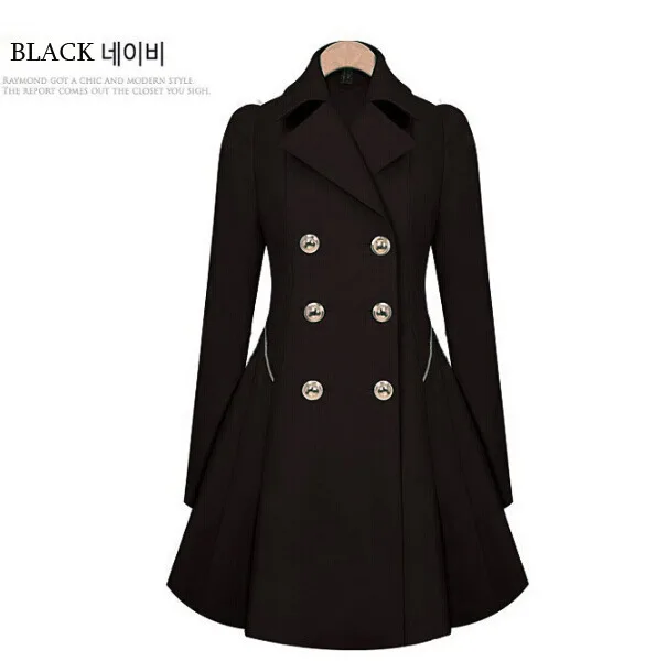Casaco trespassado duplo para mulheres, Jaqueta de mangas compridas, Seção longa de cor pura, Trench Coat fino, Coreano Slim, Comprimento da cintura