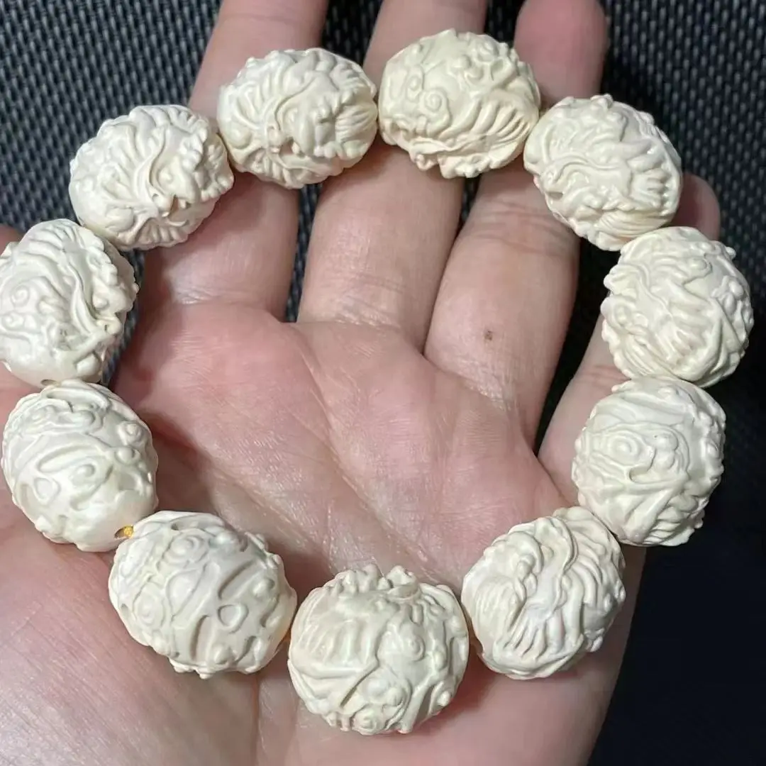 Resin imitation ivory bracelet, carved bracelet, cultural and antique collection, handmade carving handicrafts