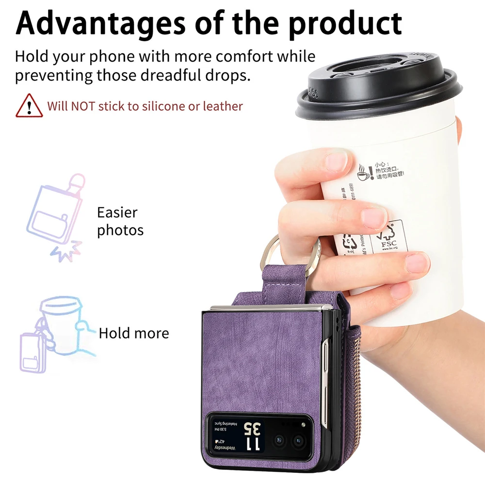 Luxury Leather Wallet Phone Case with Ring and Card Holder