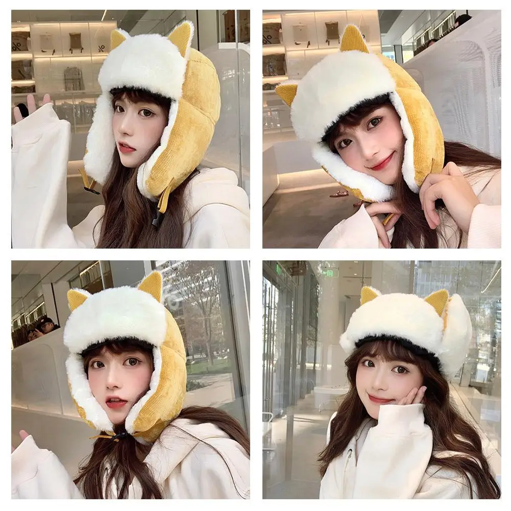 New Lovely Cat Ears Hat Korean Style Cute Autumn And Cotton Lei Warm Cycling Feng Windproof Hat Women Winter Cold Earmuffs Y2P0