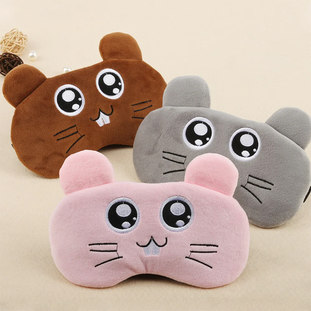 Peluche Big Eyed Mouse Sleep Eye Mask Cartoon Animal Sleep Mask Relax Night Light Proof Eye Covers Soft Eye Patch Per Bambini