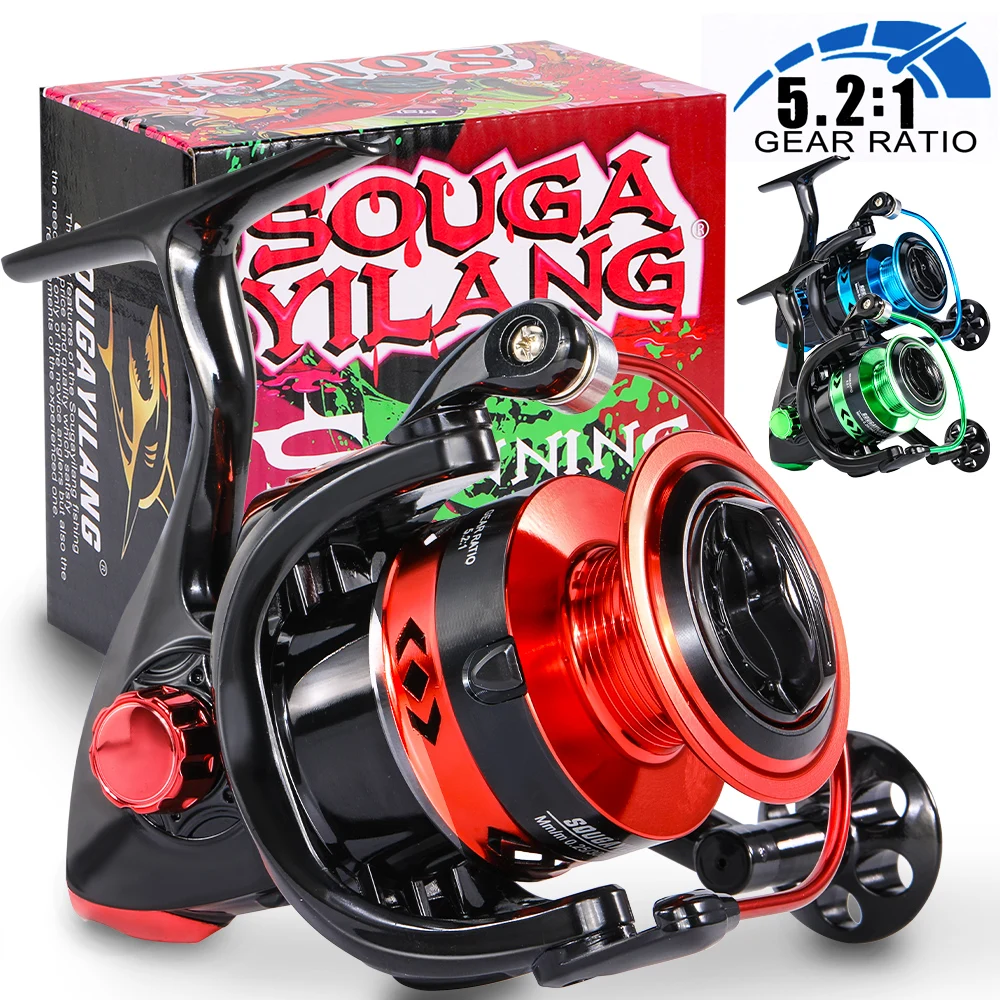Sougayilang Spinning Fishing Reel 5.2:1 Gear Ratio 1000-5000 Max Drag 8kg for Freshwater Bass Fishing