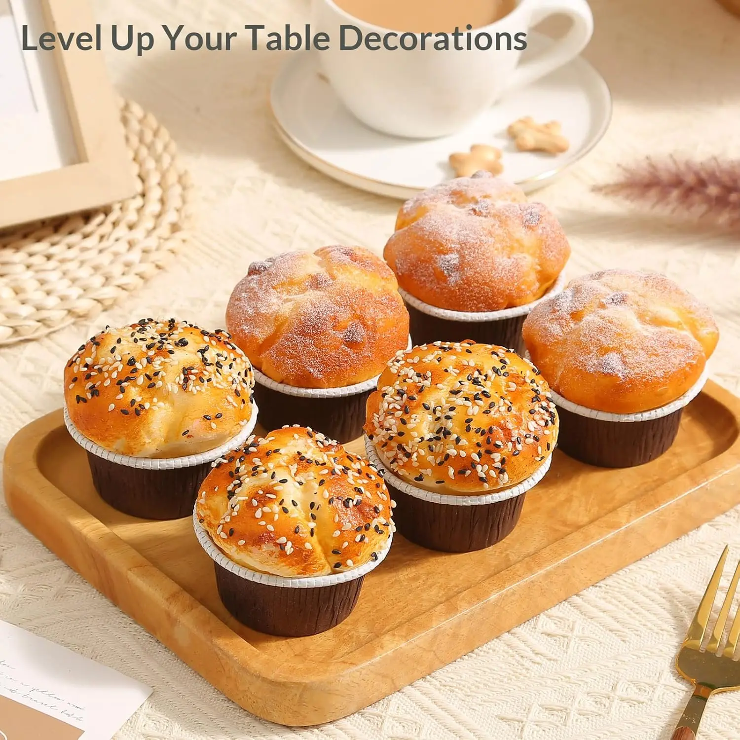 كب كيك صناعي للعرض، معجنات طعام مزيفة واقعية للديكور، مجموعة الكعك الصناعية المزخرفة C 6 عبوات