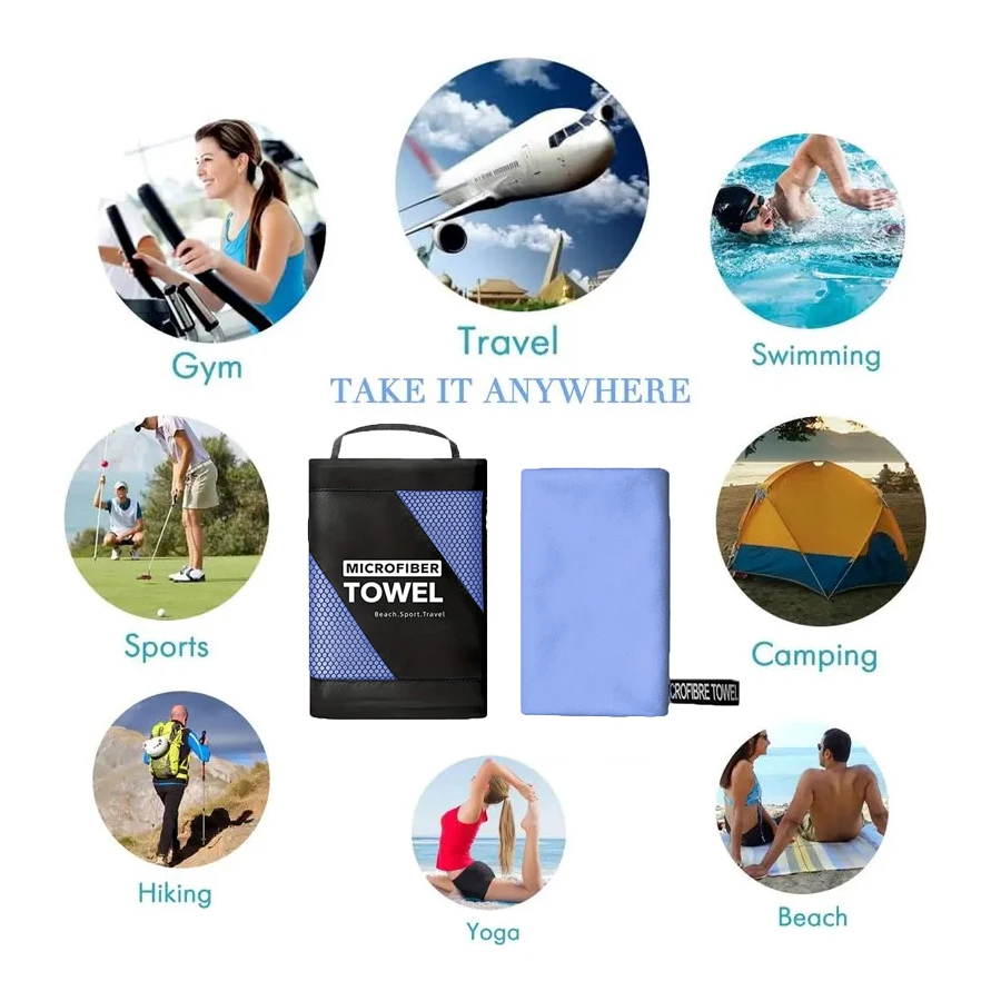 1-pcs  Quick drying microfibre towel Ultra compact soft travel towel for camping, gym, beach, swimming, yoga 3