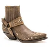 Men's Classic Ankle Boots Color Matching Genuine Leather Pointed Toe Shoes Mid-heel Rivet Chelsea Fashion Street Rider Shoes