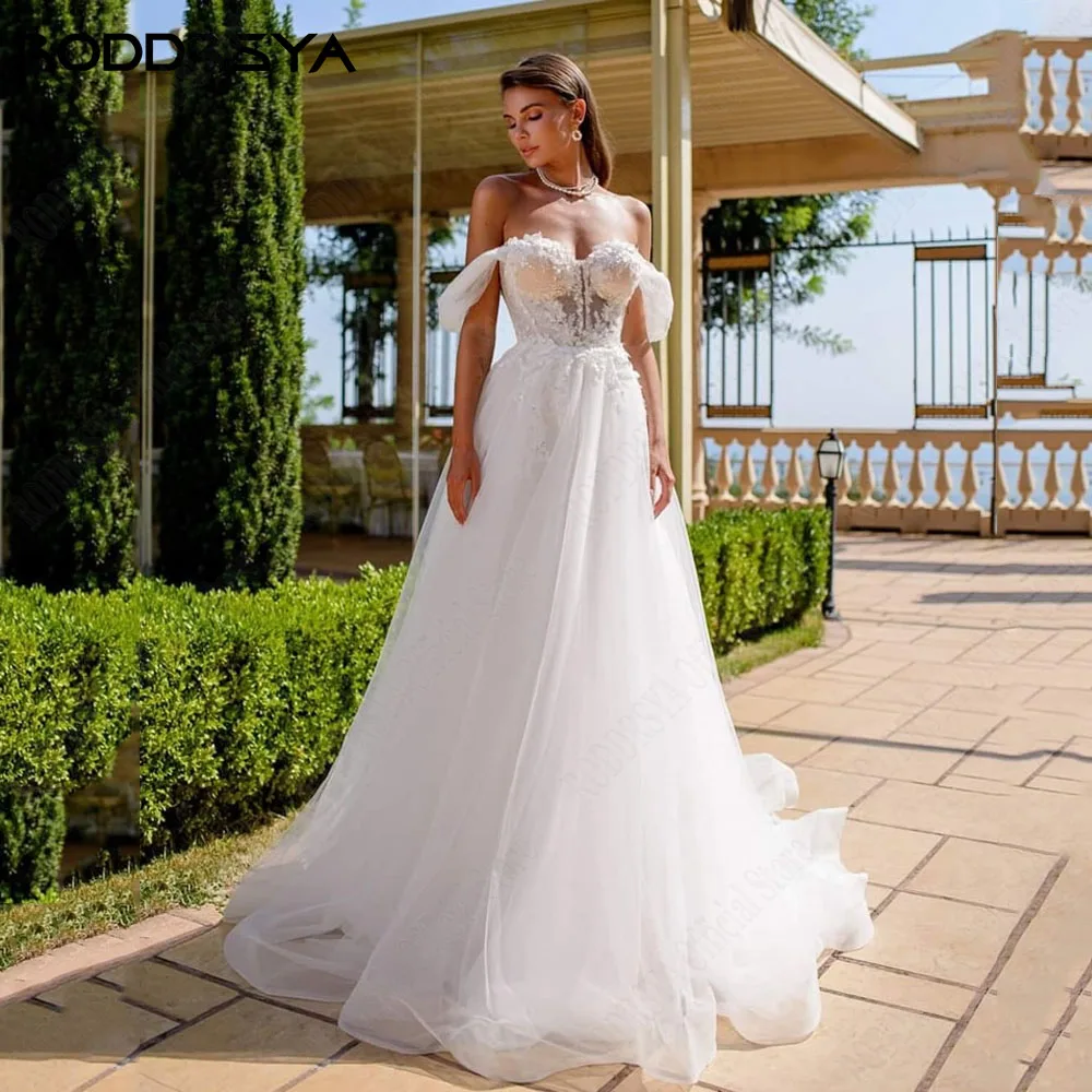 

RODDRSYA Off Shoulder Wedding Dress For Bride Sweetheart Lace Up Exquisite Abito da sposa Applique A-Line Custom Made Bride Gown