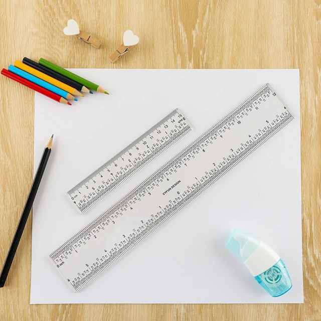 6 "/12" Tiszta Akril -Vonalzó Átlátszó Mérések Egyenes Vonalzó Kézműves Eszköz Készítsen Kártyákat Diy Kézzel Készített Tökéletes Utazási Méret Új - Image 6