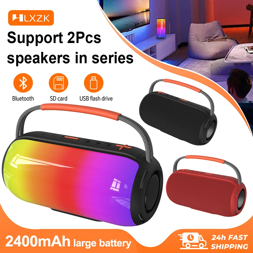 Waterproof Bluetooth Speaker with Deep Bass and LED Light