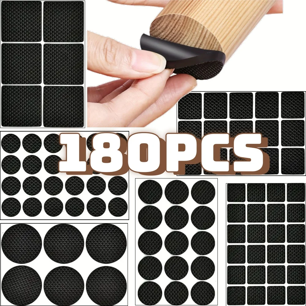 12/180pcs Seat Furniture Silent Pads Table Chair Foot Protection Multi-functional Sticky Mat Set Anti-Slip Home Floor Protector