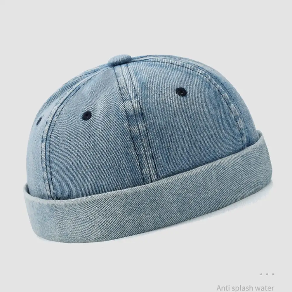 Fashion Denim Docker Cap Brimless Hat Solid Skullcap Solid Color Sailor Cap Beanie Hats Men Women Bucket Cap Adjustable Dad Hat