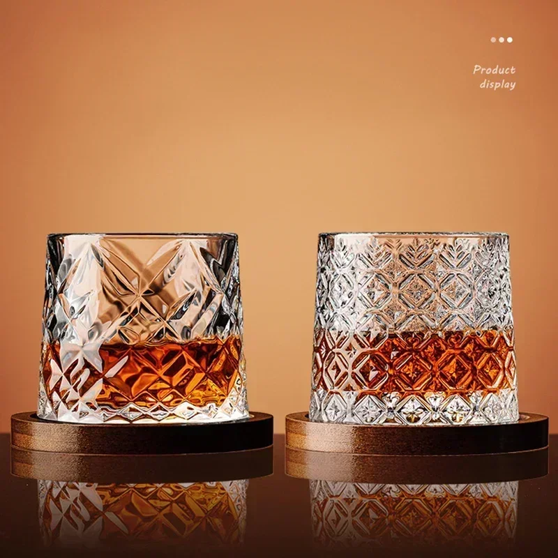 Retro Whiskey Glass With Bamboo Coaster