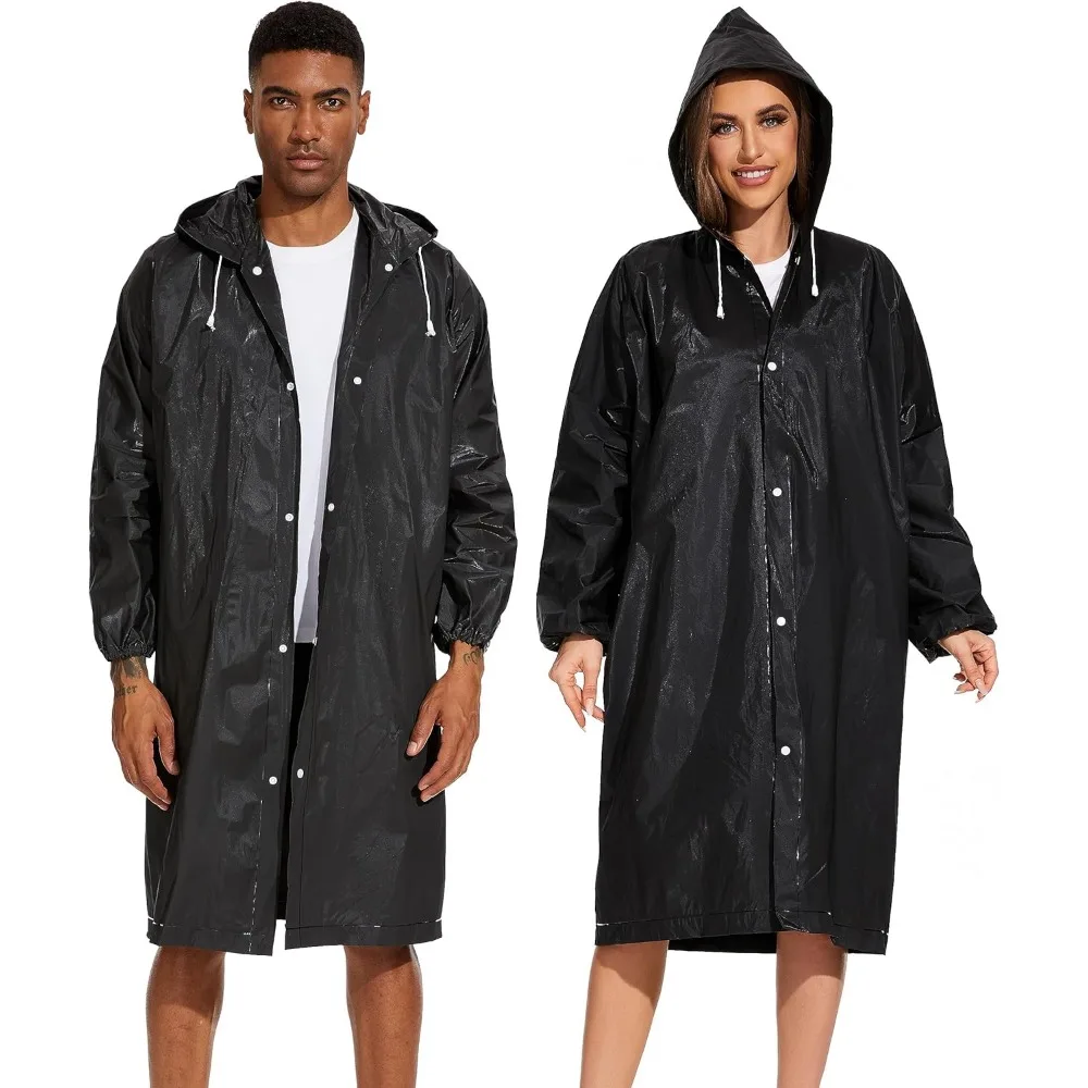 1pc Raincoat for Men Women Jacket Eva Long Waterproof Lightweight Packable Elastic Hat String