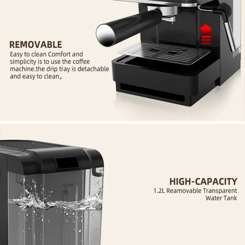 Italian Semi-automatic Pressure Coffee Machine Small Household Espresso Machine Steam Milk Frothing Machine Portable Cafetera 4