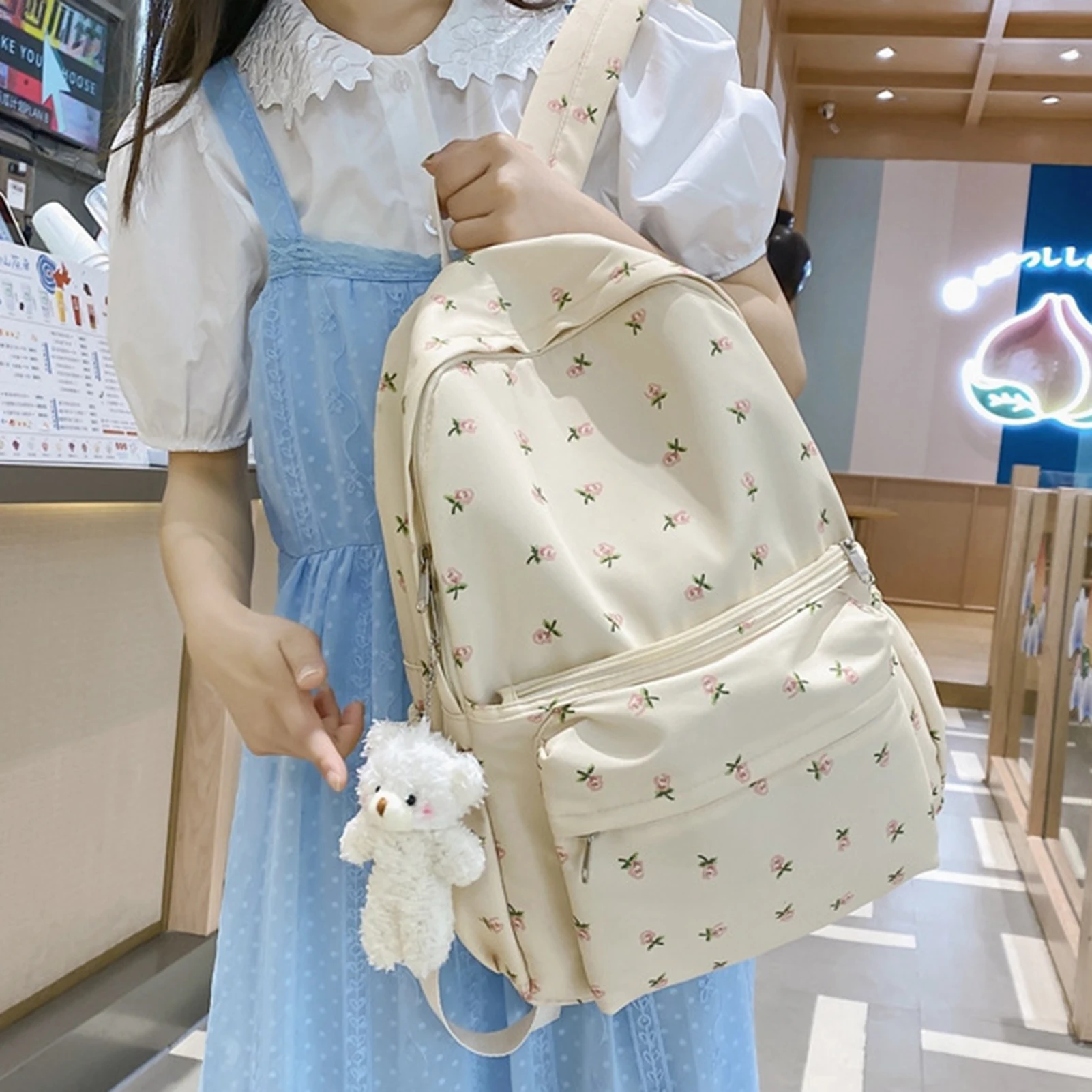 New Girls Flower Printed Backpack Soft Breathable And Smell Free Bag For School Traveling - - AliExpress