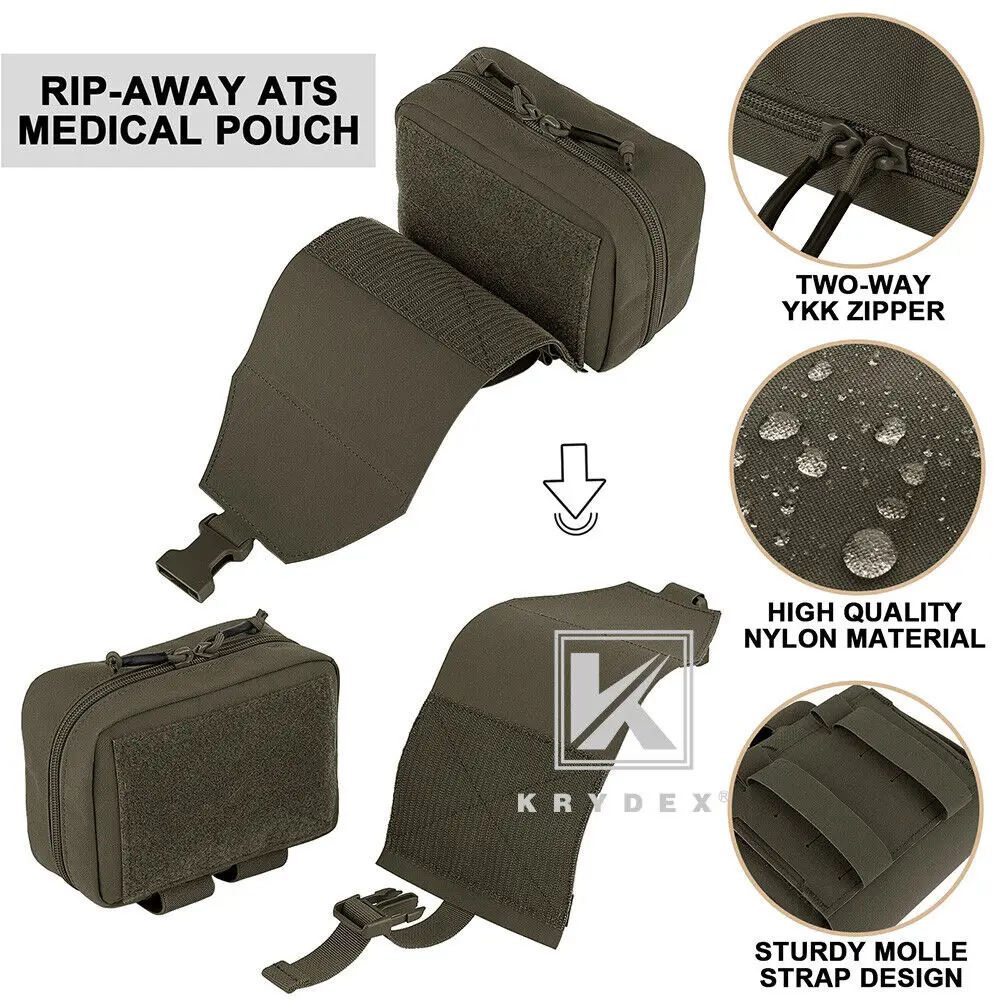 KRYDEX 500D Tactical First Aid IFAK Pouch Rip Away Medical Pouch MOLLE EMT Holder Combat Hunting Emergency Survival Bag Gear
