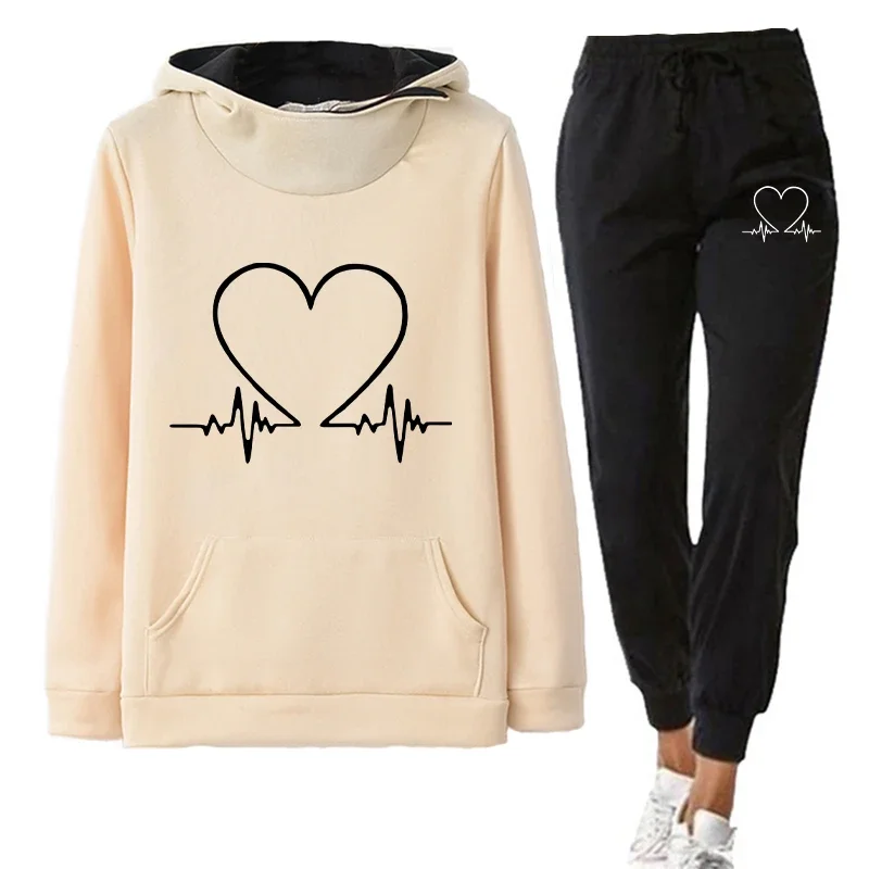 Woman Tracksuit Two Piece Set Winter Warm Hoodies + Pants Pullovers Sweatshirts Female Jogging Clothing Sports Suit Outfits sports suit
