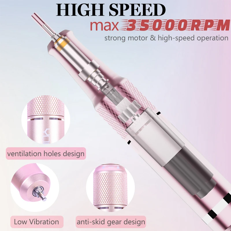 NEW 35000RPM Rechargeable Nail Drill Manicure Machine With Pause Mode Nail Salon Equipment Nail Gel Cutting Remove Nail Sander