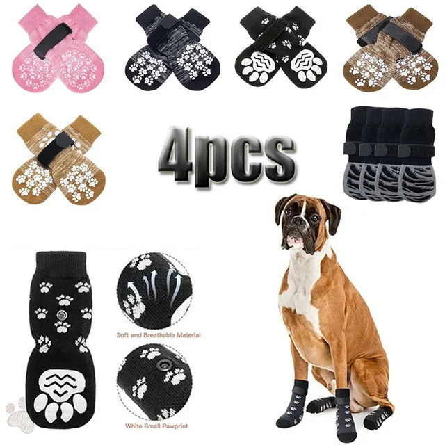 4 Piece Dog Socks Set for Golden Retrievers Medium and Large Dogs The Bottom Non-slip Cotton Socks Are Soft and Comfortable 4 Piece Dog Socks Set for Golden Retrievers Medium and Large Dogs The Bottom Non-slip Cotton Socks Are Soft and Comfortable