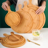 Bamboo Cutting Board with Handle Wooden Tray Round Rectangular Pizza Peeling Cutting Board Cut Food Bread Fruit Vegetables 1