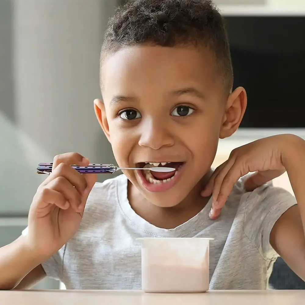 Butterfly Folding Spoon Fork Balisong Training Spoon Fork Butterfly Trainer Outdoor Camping Tableware Kitchen Tool