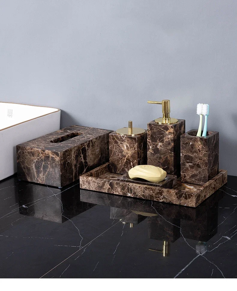 Emperador Dark Marble Bath Set Image 4