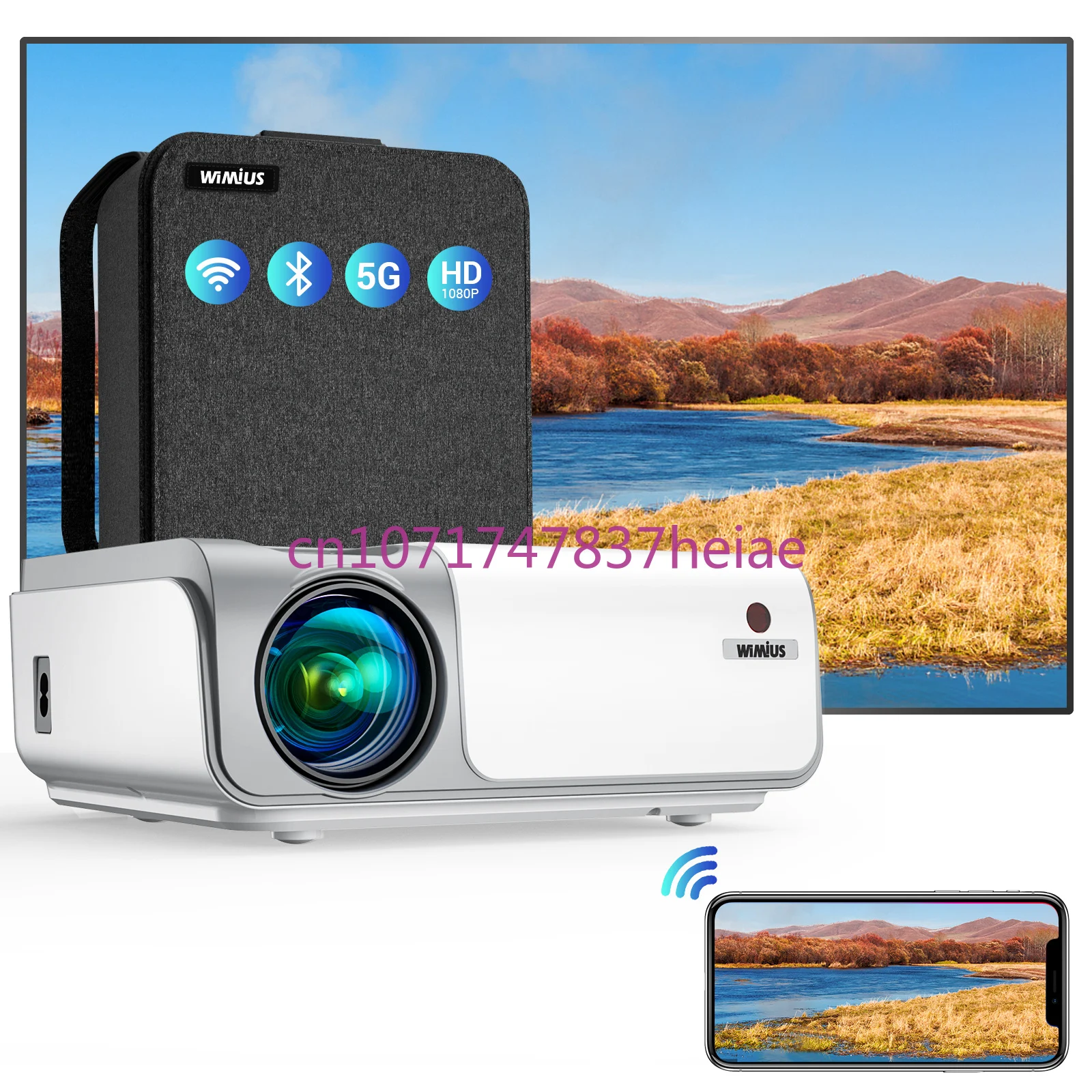 

WIMIUS W1 Projector 5G WiFi Bluetooth5.0 Projector Support 4K Full HD Native 1080P Projector 200'' Large Screen For Home Cinema