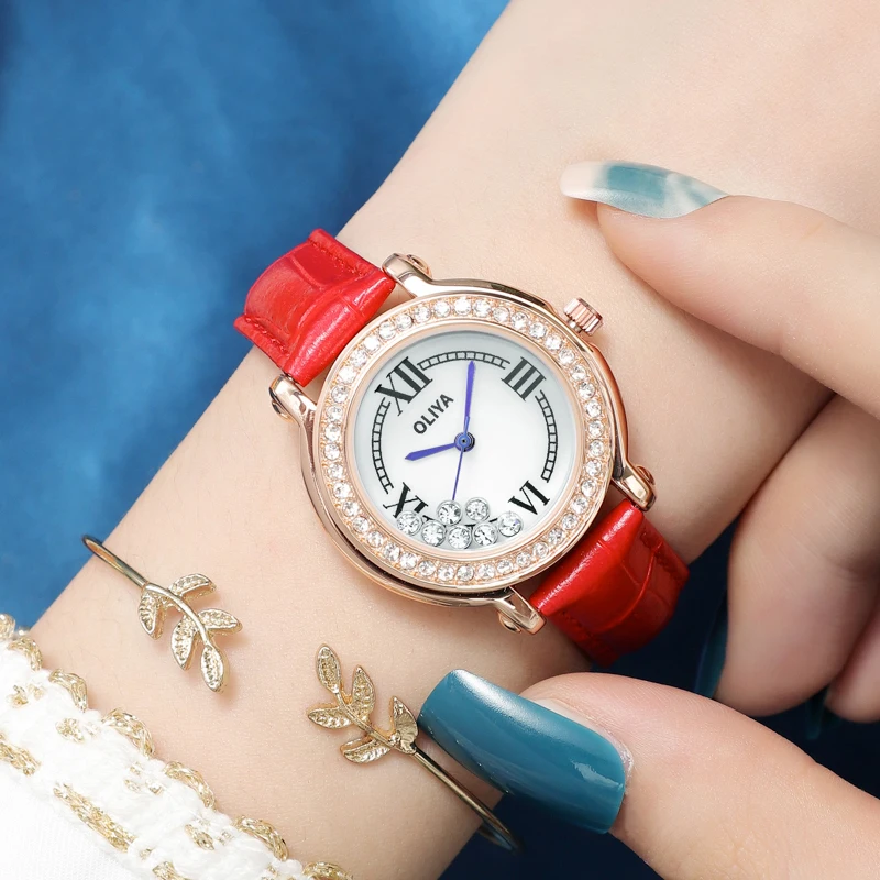 Elegant woman watch steel strap fashion woman glamour rolling shiny diamond blue face student watch zegarek damski reloj muje