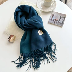 Luxurious Double-Sided Cashmere Scarf - Women's Warm Winter Wrap in Classic Korean Style - 68x200cm (DFP022-08)