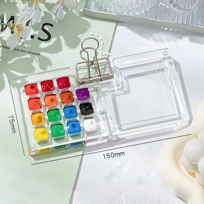 8/15Grids Acrylic Mini Watercolor Palette Portable Paint Box Travel Painting Watercolor Paint Tray Art Supplies paint tray color palette watercolor palette