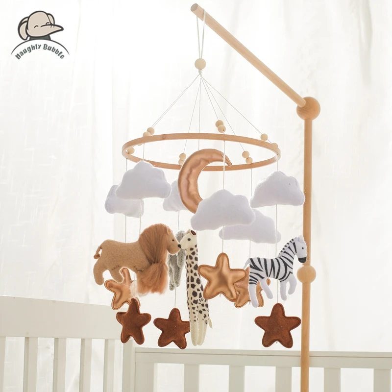 Baby Rattle Toy 0-12 Months Wooden Mobile Bed Bell Hanging Toys Holder Bracket Infant Crib Boy Toy