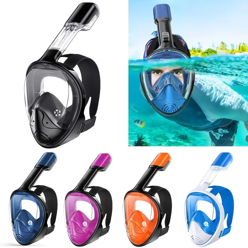 Full Face Snorkel Mask,Snorkeling Diving Mask with Detachable Camera Mount,180° Panoramic View Anti-Leak Anti-Fog for Adults