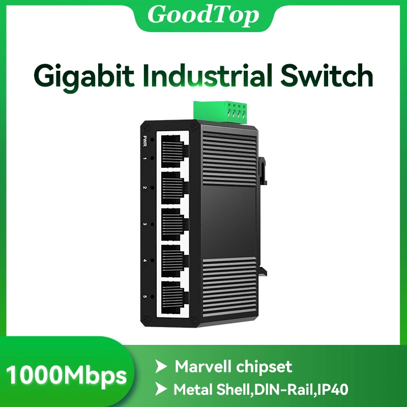 Compact Gigabit Industrial Ethernet Switch with 5 Ports