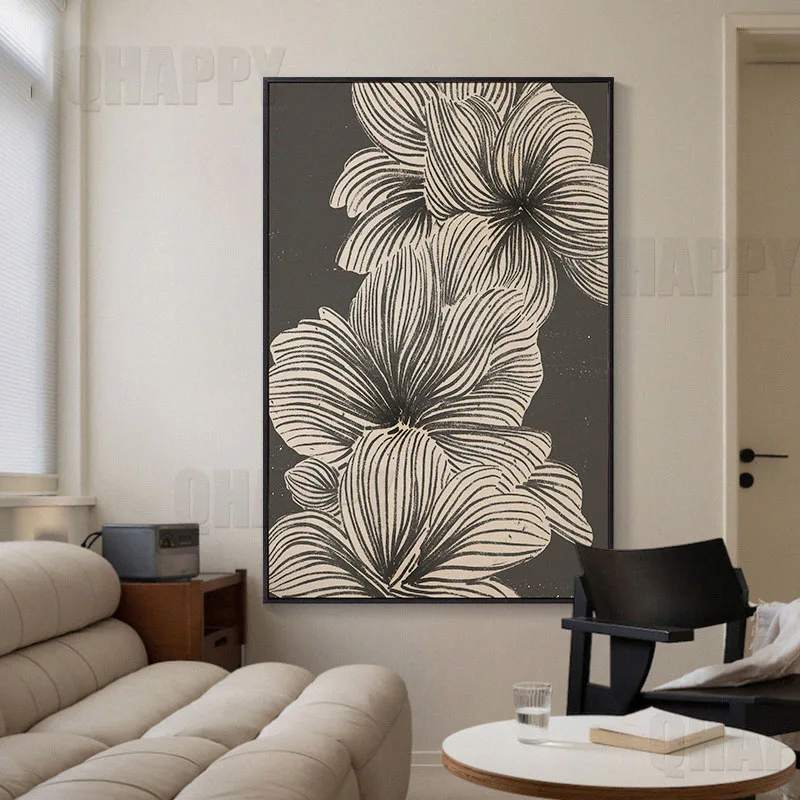 

Modern Simple Texture Plants And Flowers Wall Art Canvas Painting Nordic PosterSofa Background Print For Livingroom Home Decor