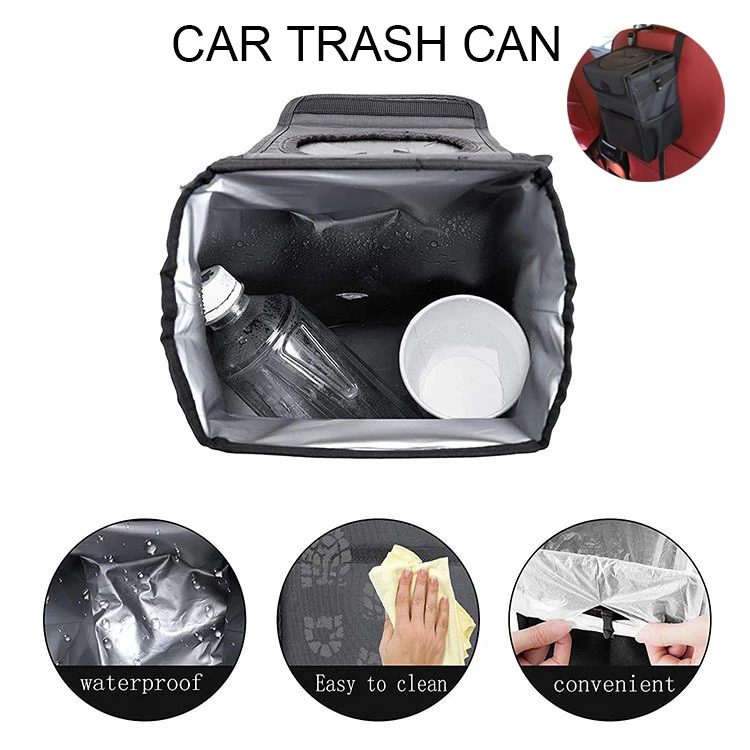 Car Storage Bag Car Trash Can Waterproof Car Trash Can Multifunctional Folding Trash Can Back Hanging Storage Box Storage Bag Can Be Closed and Portable