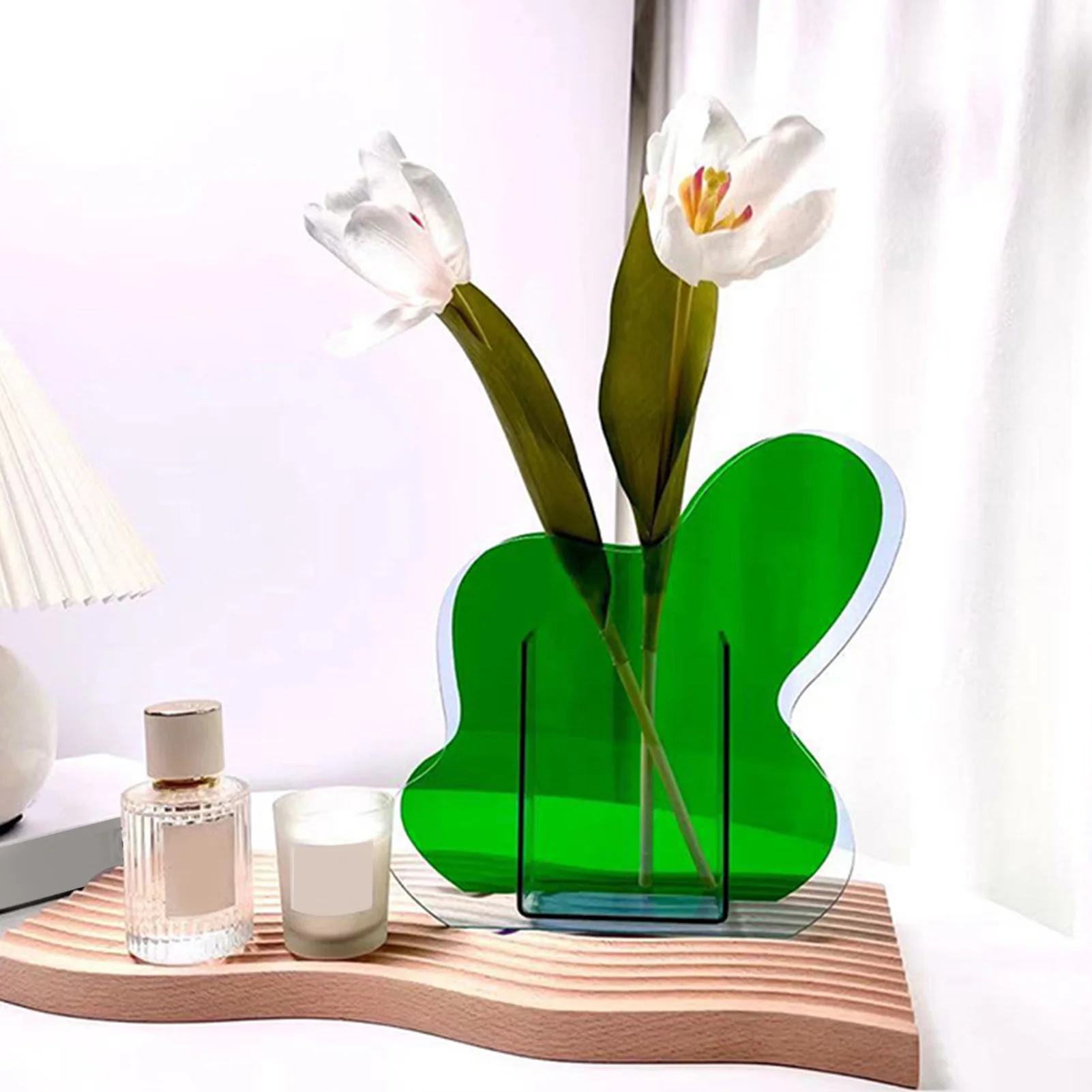 

Neon Acrylic Vase Geometric Floral Container Vase Wedding Party Home Office Decor Hydroponic Exquisite Flower Vase Plants Bottle