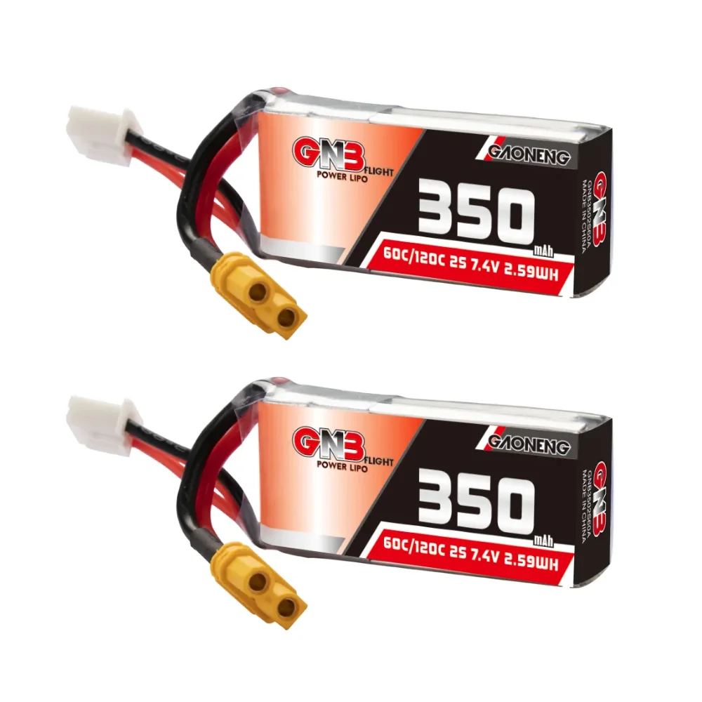 Batterie LiPo 2S 7.4V 350mAh XT30/PH2.0 pour RC Drone Hélicoptère
