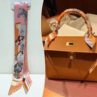 New 2025 simulated silk wrapped bag strap bag handle silk scarf tied bag ribbon decorative small streamer