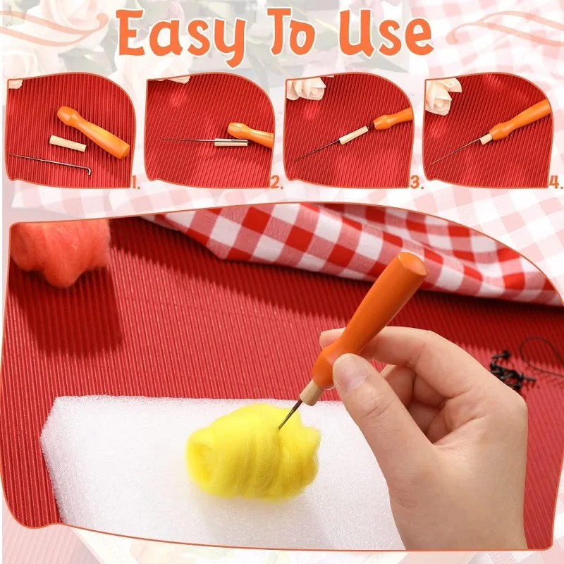 Needle felting kit wool felting kit needle felting painting kit 20Colors wool felting kit with felting needles and instruction for fabric making DIY non-finished material package
