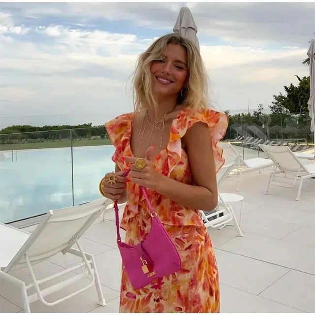 911-faf8b2.jpg Robe longue imprimée dos nu pour femmes, Sexy, manches papillon, ajouré, Bandage, vacances d'été, à volants, Robe de plage, 2025