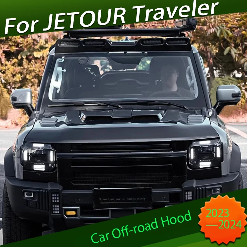 

Car Off-road Hood Fit for Chery JETOUR Traveler T2 2023 2024 Modified Special Hood Carbon Fiber Upgrade Car Exterior Trim Parts