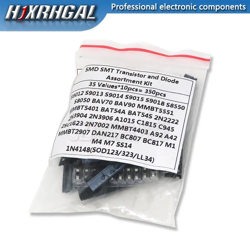 Transistors Kit 35values*10PCS = 350PCS SMD SMT hjxrhgal Transistor and Diode Assortment Kit