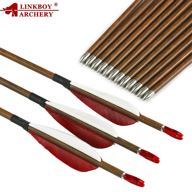 12pcs Linkboy Archery 100 Pure Carbon Arrows ID4.2mm Spine 600 3