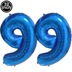Vibrant Blue 32 - Inch Large Number Balloons - Perfect for Birthdays and Celebrations (Number 99)