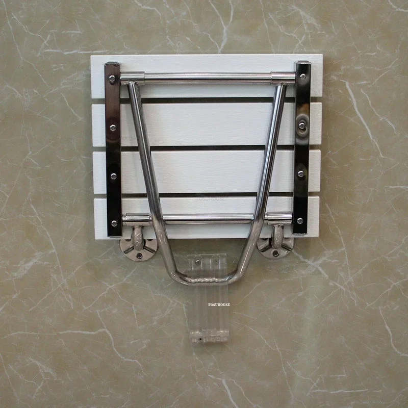 Stainless Steel Folding Bath Chair Wall-mounted Shower Seats Home Barrier-free Bathroom Chair Creative Porch Shoe Changing Chair 4